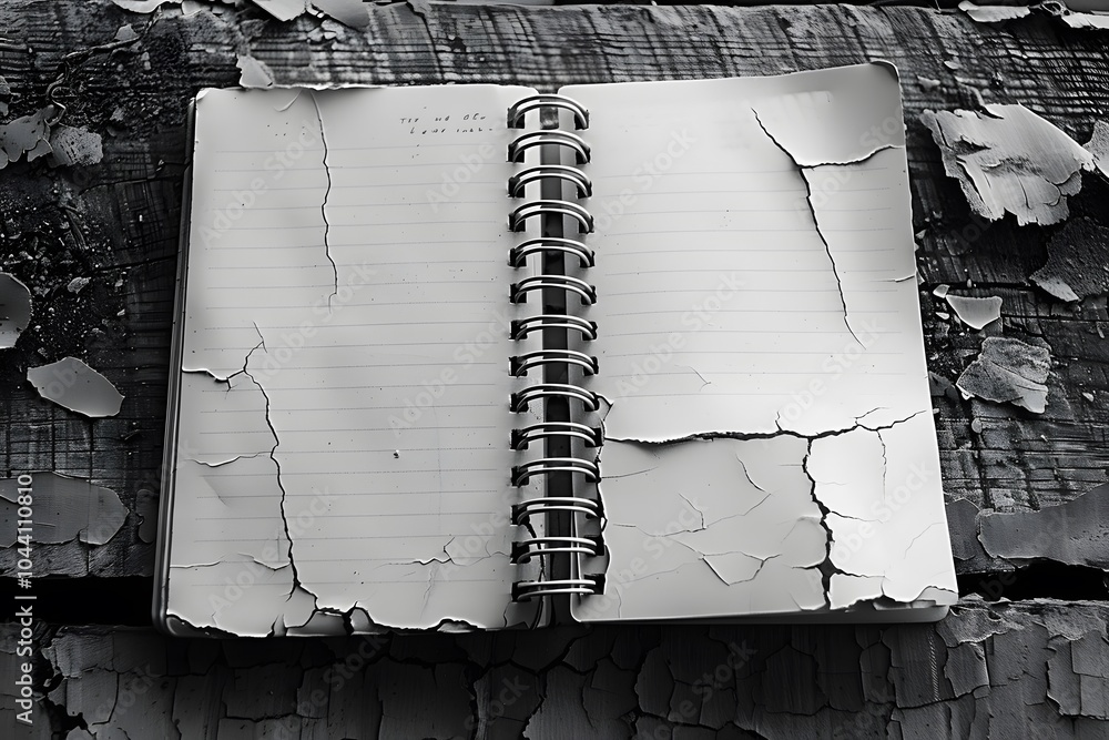 Poster A Weathered Notebook on a Rustic Surface