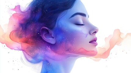 Minimalist wellness illustration: focus and balance in vibrant colors