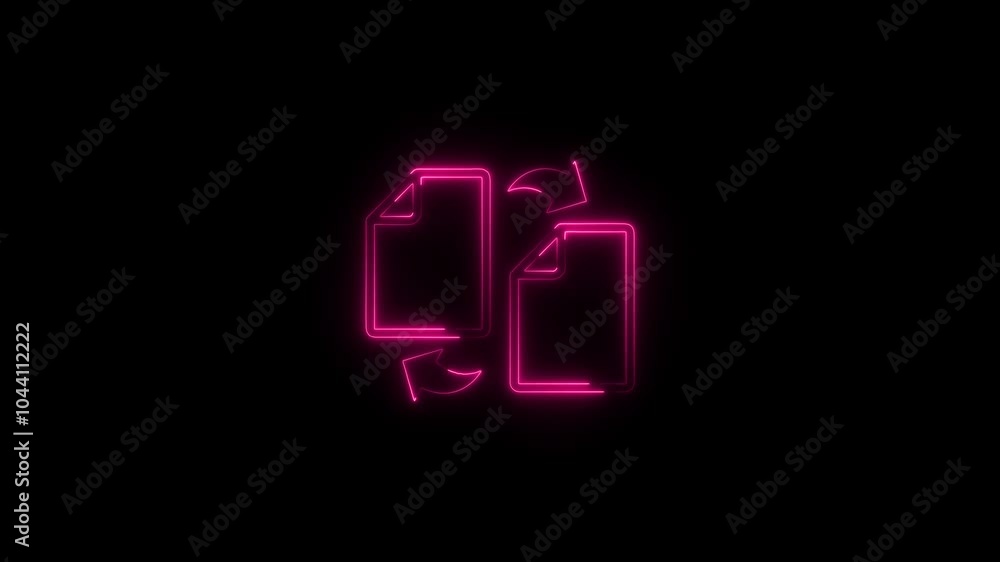 Aufkleber animated document file icon with neon saber effect black background