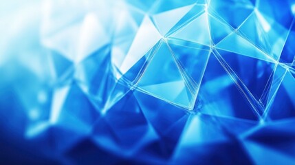 Abstract blue geometric pattern with light reflections.