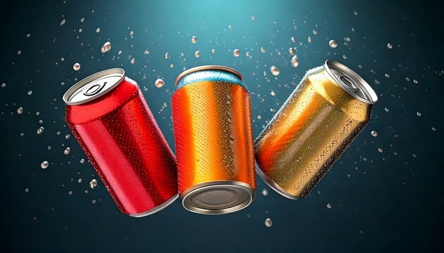 Trois canettes de soda qui s'entrechoquent