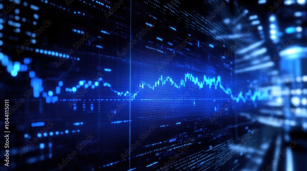 Aufkleber abstract visualization of data trends in blue tones, representing technology and analytics.