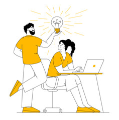 Creative process. Team brainstorming.