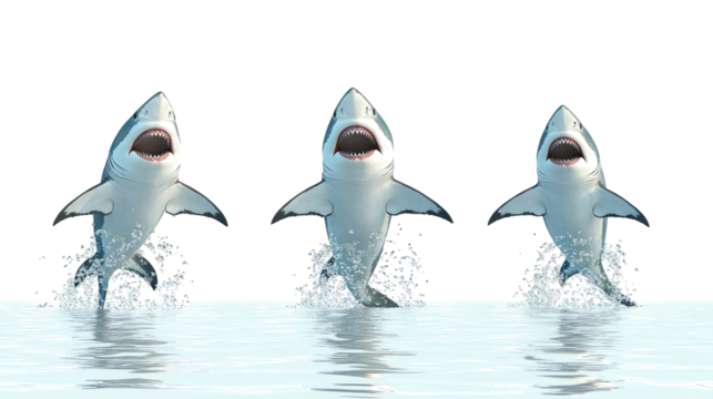Sharks Leap From Water in Stunning Aerial Displays Above the Sea Generative AI