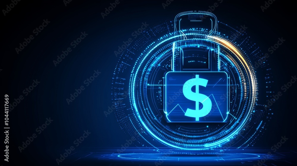 Poster digital wallet. abstract finance symbol, connection between lines, dots and triangles.