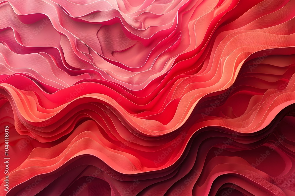 Poster abstract waves of red: a flowing landscape of color and texture