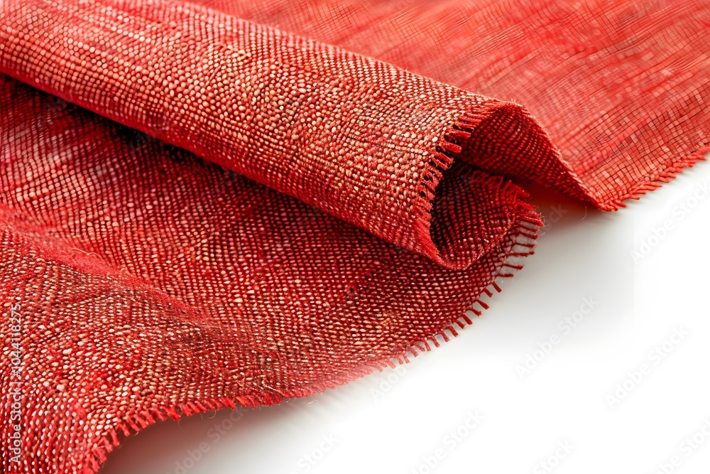 Aufkleber vibrant red textured fabric with intricate weave patterns