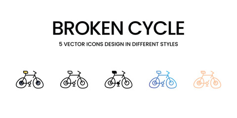 Broken Cycle vector icons set ready to use web and mobile apps