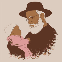 vector design grandfather with baby