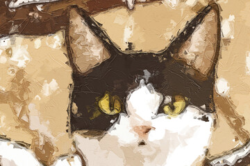 Oil paintings and various flowers, including cats, dogs, chrysanthemums, roses, peonies, birds, and...