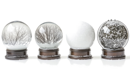 Delightful Collection of Snow Globes Featuring Winter Landscapes Generative AI