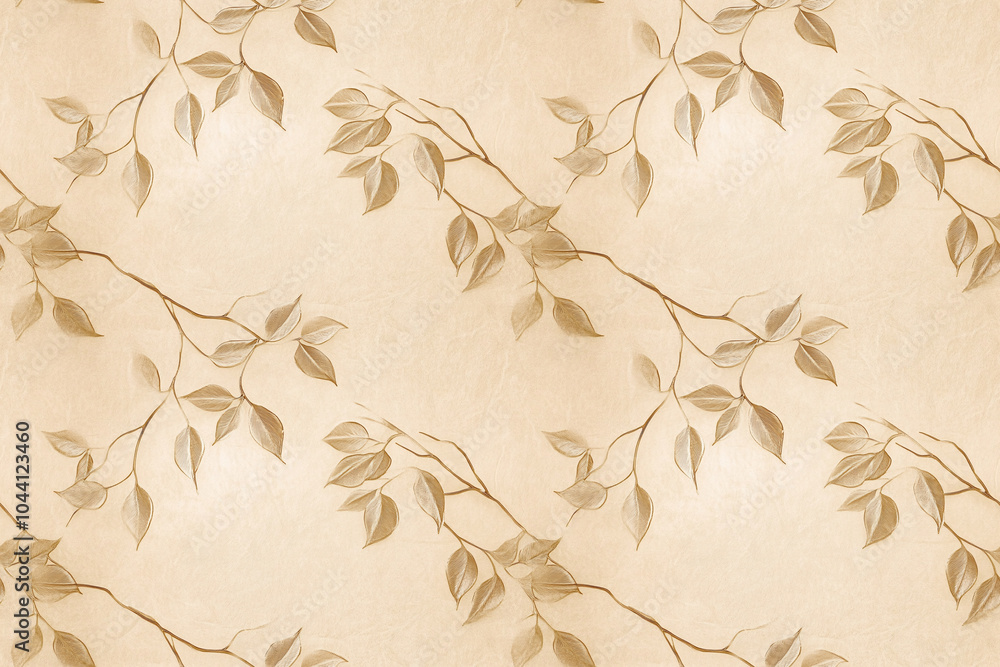 Poster elegant seamless pattern of delicate leaves creating a serene backdrop for nature-inspired designs