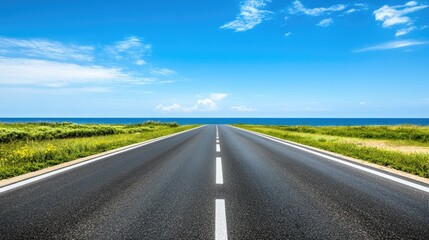 Naklejka premium Scenic Coastal Road with Blue Ocean View