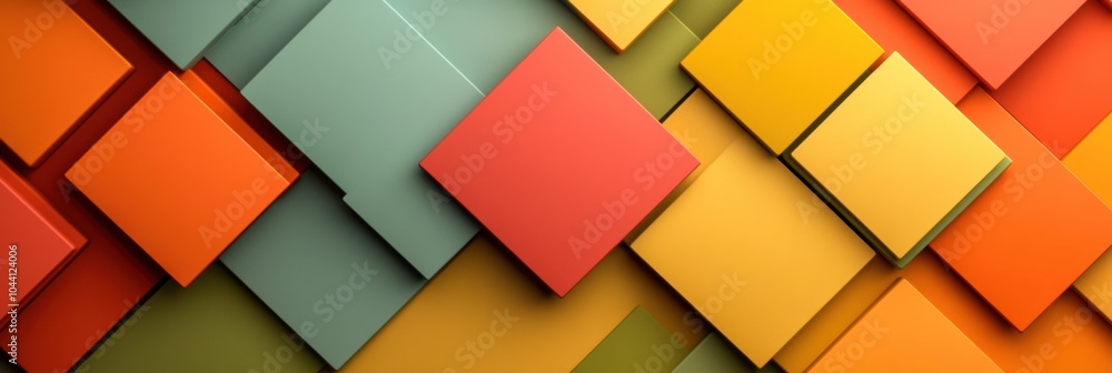 Leinwandbilder an arrangement of squares and rhombuses layered in warm shades creates a vibrant geometric abstract 
