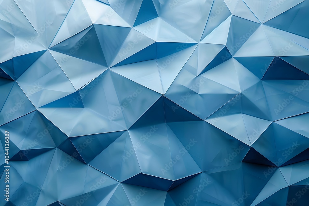 Poster abstract blue geometric texture with triangular facets