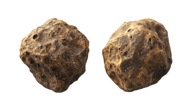 Collection of Asteroids Isolated on a Transparent Background Generative AI