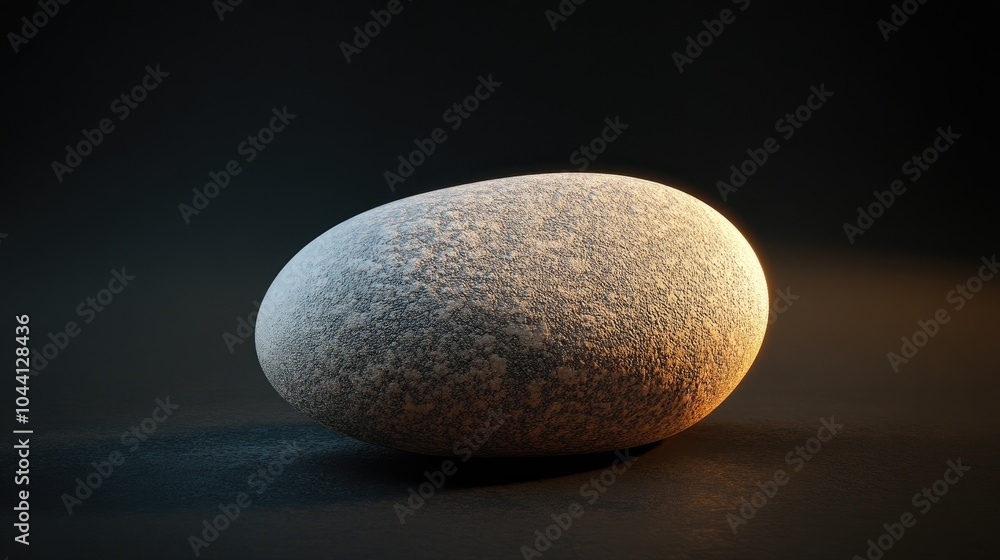 Poster smooth stone on dark background with soft lighting