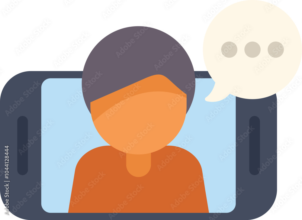 Poster person is having a video call on a smartphone with a speech bubble, perfect for representing communi