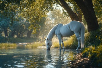 Serene Arabian Horse by the Water&rsquo;s Edge