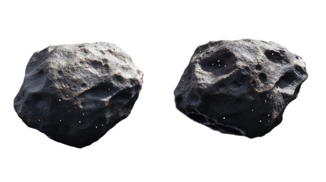 Swarms of Asteroids on a Transparent Background Generative AI