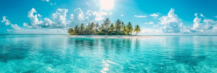 Obraz premium Tranquil tropical island with palm trees