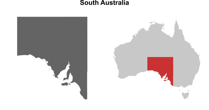 South Australia blank outline map set