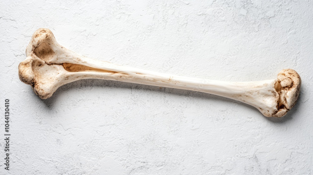 Poster diagonal bone fragment on textured white background