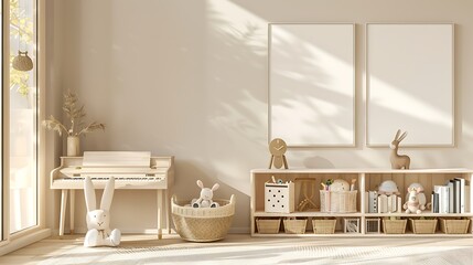 Modern Interior of Stylish Living Room ,Wall Mock Up, Frame , Poster with Beautiful Background, 3d render