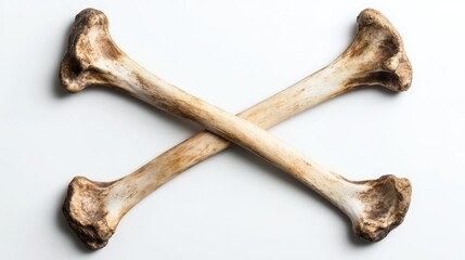 Crossed Femur Bones on Smooth White Background
