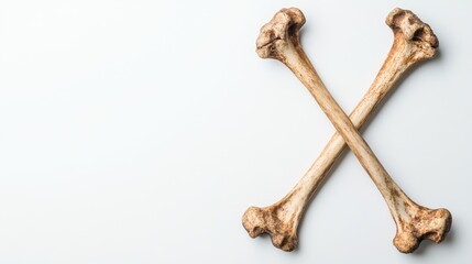 Obraz premium Crossed Femur Bones on a Smooth White Background