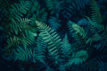 Fototapeta premium Fern background. Trees foliage close-up wallpaper. Beauty organic garden or forest. Plant and green leaves in nature woodland