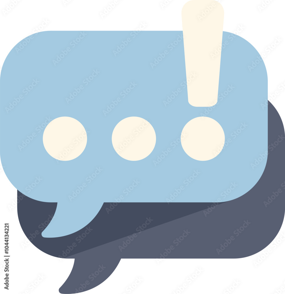Poster blue speech bubble with an exclamation point and ellipsis is showing a surprised reaction