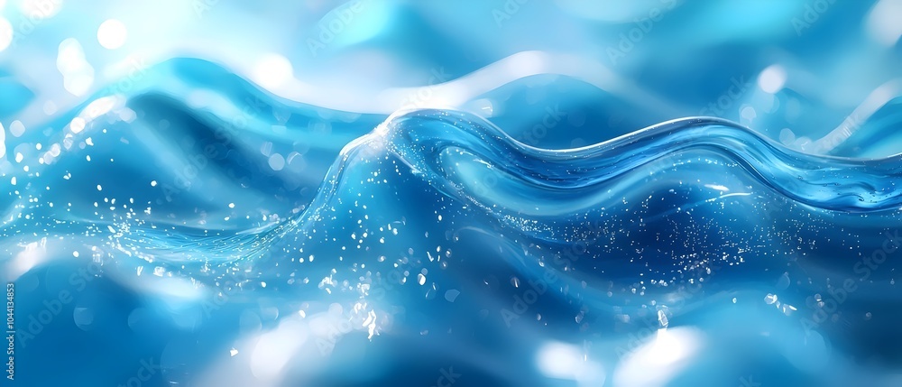 Poster a mesmerizing close-up of undulating blue water waves, capturing the dynamic movement and shimmering
