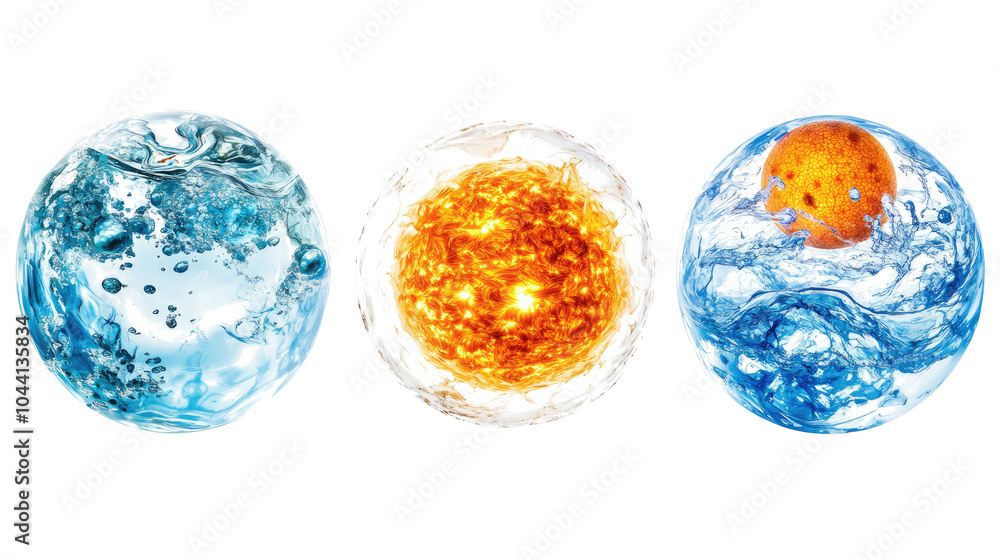 Aufkleber transparent oceans and suns on a clear background generative ai
