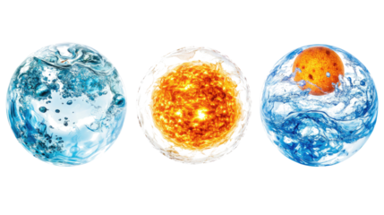 Transparent Oceans and Suns on a Clear Background Generative AI