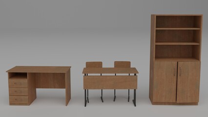 school desk with school furnitures