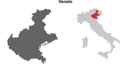 Veneto blank outline map set