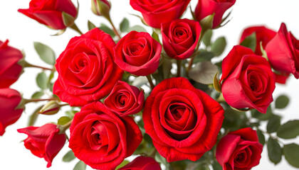 Obraz premium red roses flower background isolated with white highlights, png