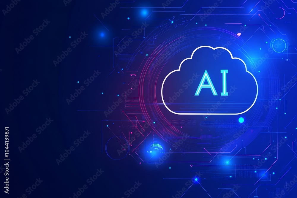 Aufkleber ai cloud computing, futuristic technology, network connection, global software system