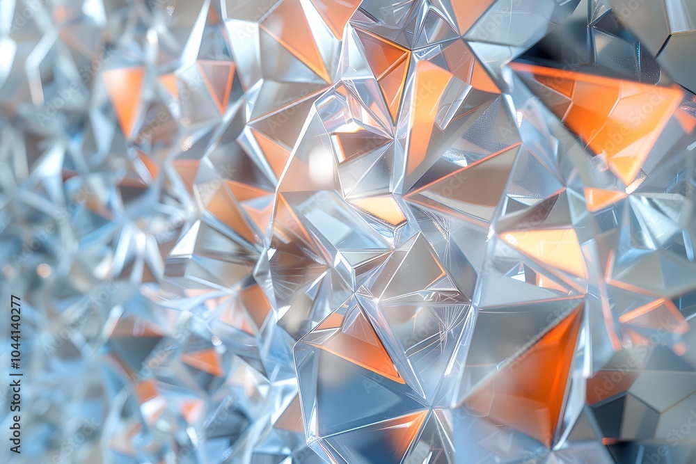 Poster stunning abstract crystal-like surface with geometric patterns and reflections