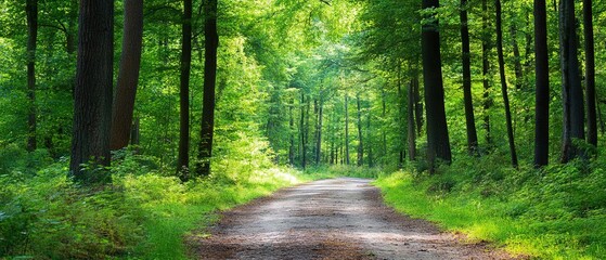 Obraz premium Road going through the forest wallpaper