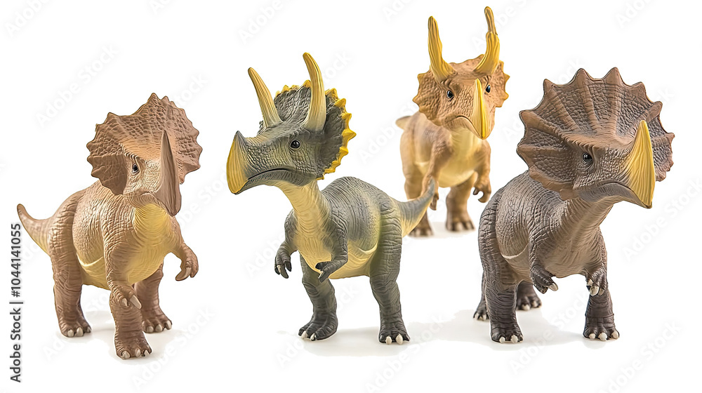 Aufkleber varied collection of dinosaur toys arranged on a clear backdrop generative ai