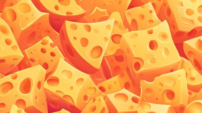Fototapeta A seamless background made up of repeating cheese patterns.