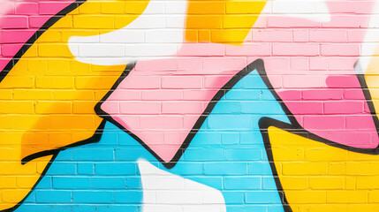 Brightly colored graffiti decorates an urban wall, capturing attention with its artistic flair and dynamic shapes