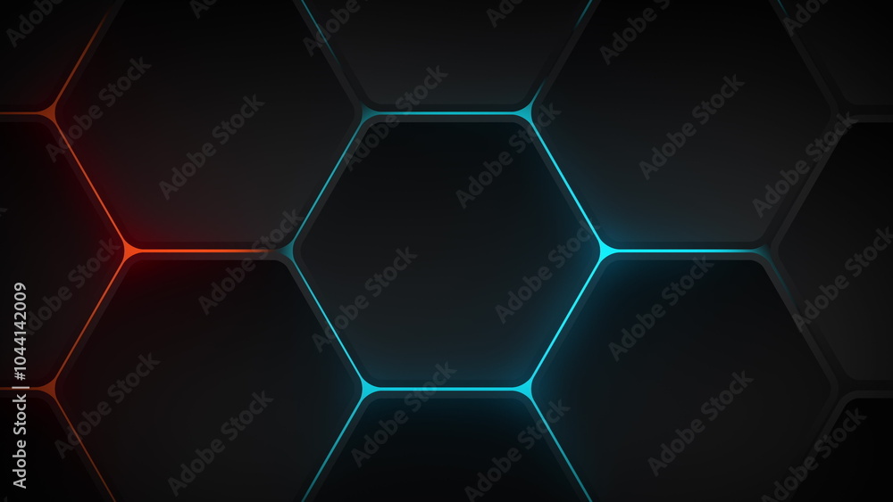 Poster a mesmerizing hexagonal pattern with vibrant neon accents abstract background seamless loop