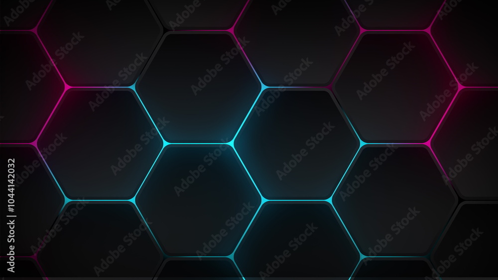 Poster a mesmerizing hexagonal pattern with vibrant neon accents abstract background seamless loop
