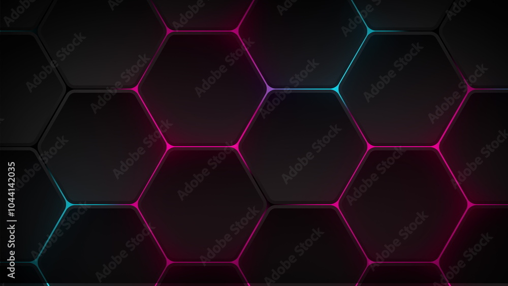 Aufkleber a mesmerizing hexagonal pattern with vibrant neon accents abstract background seamless loop