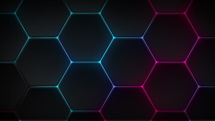 A mesmerizing hexagonal pattern with vibrant neon accents abstract background seamless loop
