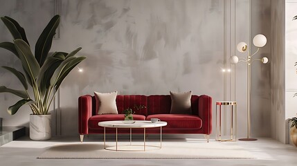 Modern Interior of Stylish Living Room ,Wall Mock Up, Frame , Poster with Beautiful Background, 3d render