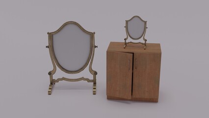 Silver mirror above the wardrobe